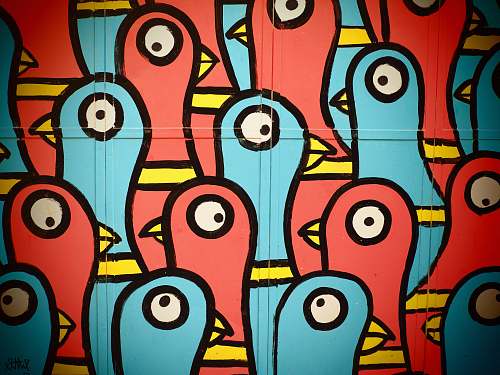 modern art blue and multicolored bird abstract art montpellier